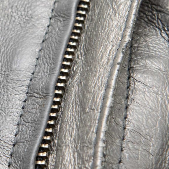 Harley Davidson Genuine Leather Jacket Motorcycle Biker Grey Silver Size Small - Picture 12 of 12